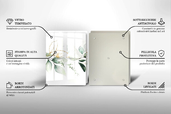 Tocător de bucătărie Acuarelă frunze