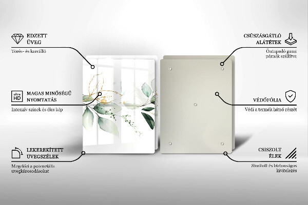 Tocător de bucătărie Acuarelă frunze