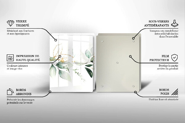 Tocător de bucătărie Acuarelă frunze