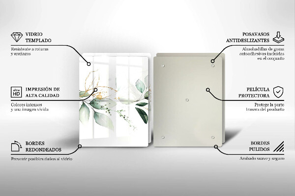 Tocător de bucătărie Acuarelă frunze