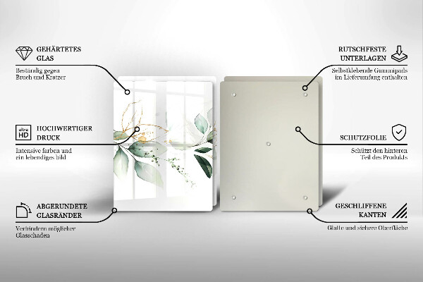 Tocător de bucătărie Acuarelă frunze