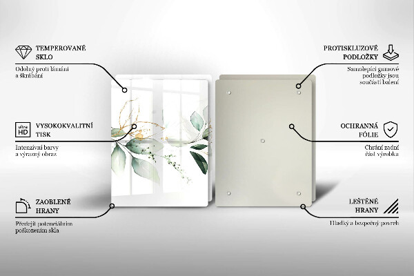 Tocător de bucătărie Acuarelă frunze