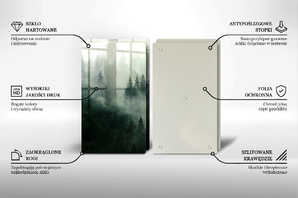 Tocător de bucătărie Peisaj de pădure cu ceață