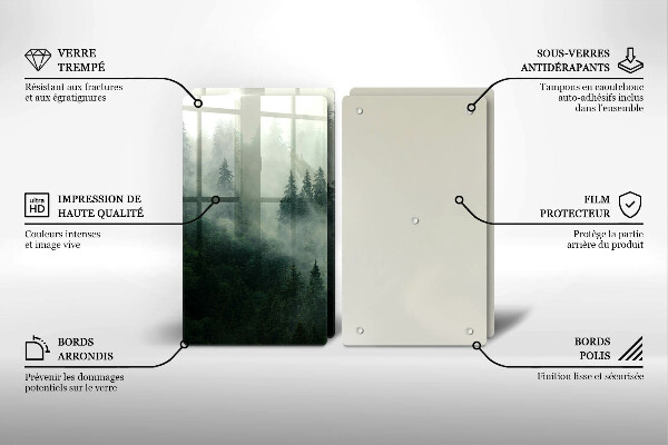 Tocător de bucătărie Peisaj de pădure cu ceață