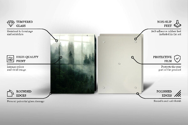 Tocător de bucătărie Peisaj de pădure cu ceață