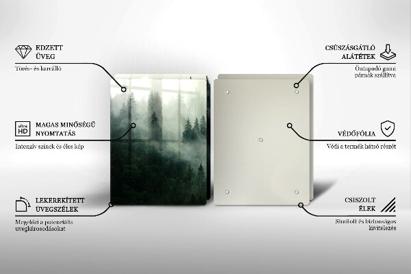 Tocător de bucătărie Peisaj de pădure cu ceață