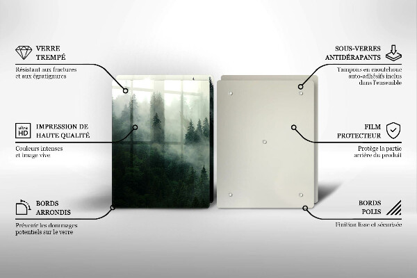 Tocător de bucătărie Peisaj de pădure cu ceață