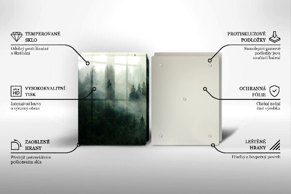 Tocător de bucătărie Peisaj de pădure cu ceață