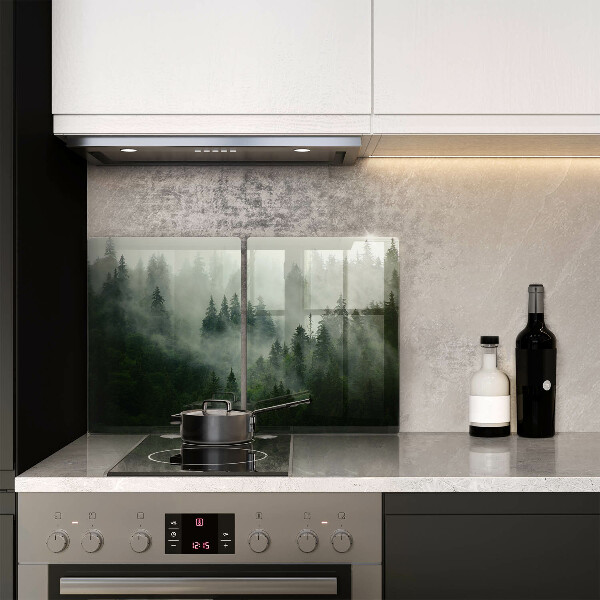 Tocător de bucătărie Peisaj de pădure cu ceață