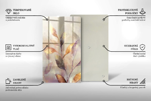 Tocător de bucătărie Frunze boho pictate