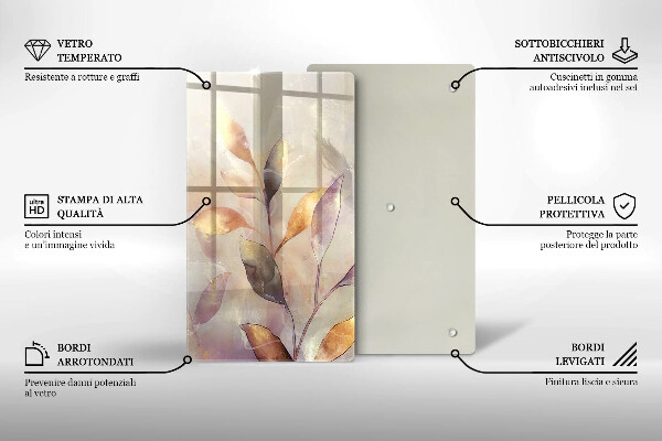 Tocător de bucătărie Frunze boho pictate