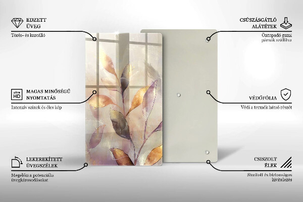 Tocător de bucătărie Frunze boho pictate