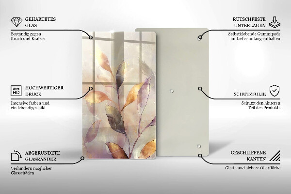 Tocător de bucătărie Frunze boho pictate