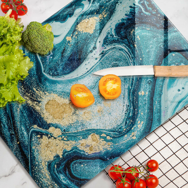 Tocător de bucătărie Abstracția aurului albastru