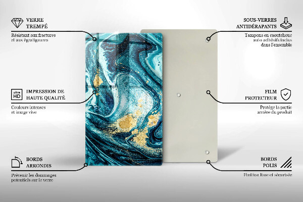 Tocător de bucătărie Abstracția aurului albastru