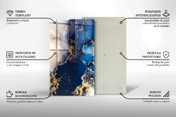 Tocător din sticlă Fundal elegant și auriu