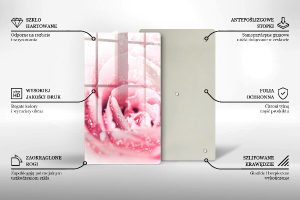 Tocător de bucătărie Picături de rouă și floare de trandafir