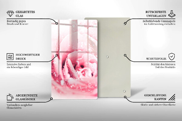 Tocător de bucătărie Picături de rouă și floare de trandafir
