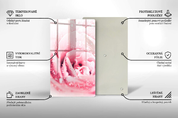Tocător de bucătărie Picături de rouă și floare de trandafir
