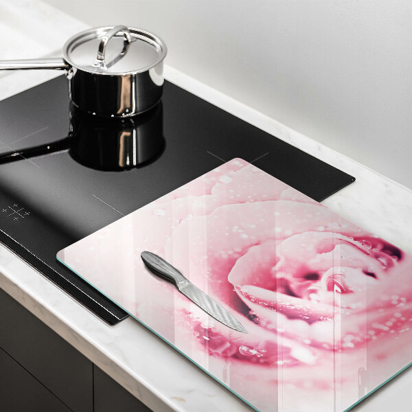 Tocător de bucătărie Picături de rouă și floare de trandafir