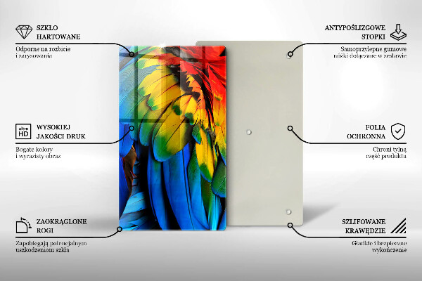 Tocător de bucătărie Pene de papagal colorate