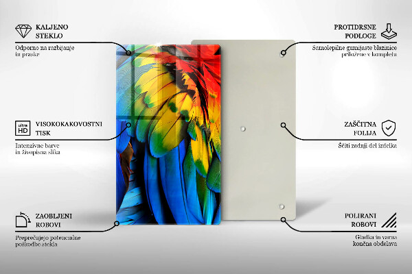 Tocător de bucătărie Pene de papagal colorate