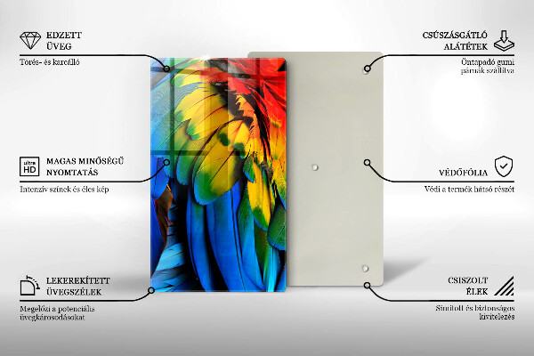 Tocător de bucătărie Pene de papagal colorate