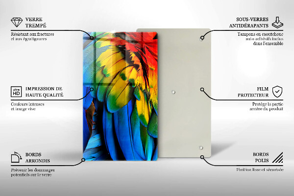Tocător de bucătărie Pene de papagal colorate