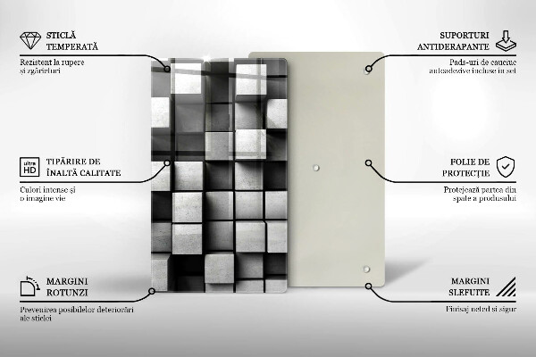 Tocător de bucătărie Pătrate 3D abstracte