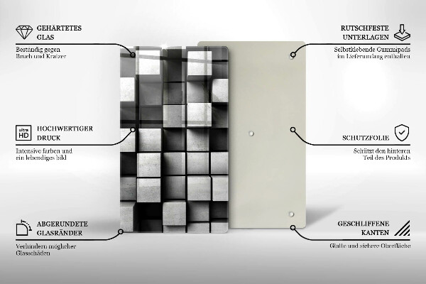 Tocător de bucătărie Pătrate 3D abstracte