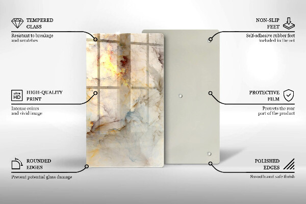 Tocător de bucătărie Textura de marmură cu aur