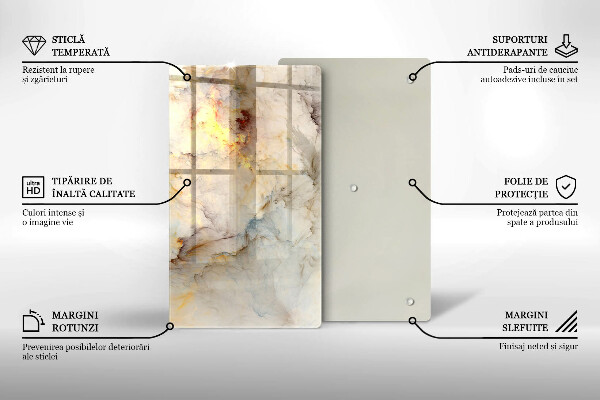 Tocător de bucătărie Textura de marmură cu aur