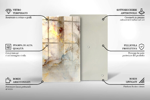 Tocător de bucătărie Textura de marmură cu aur
