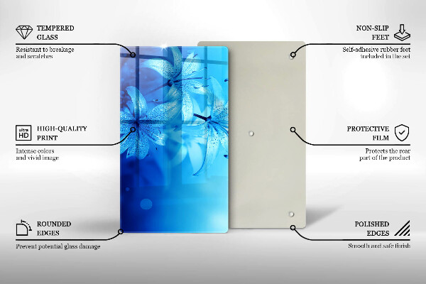 Tocător din sticlă Flori albastre