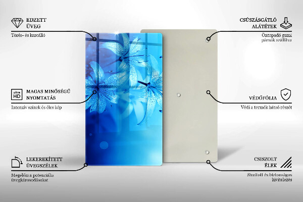 Tocător din sticlă Flori albastre
