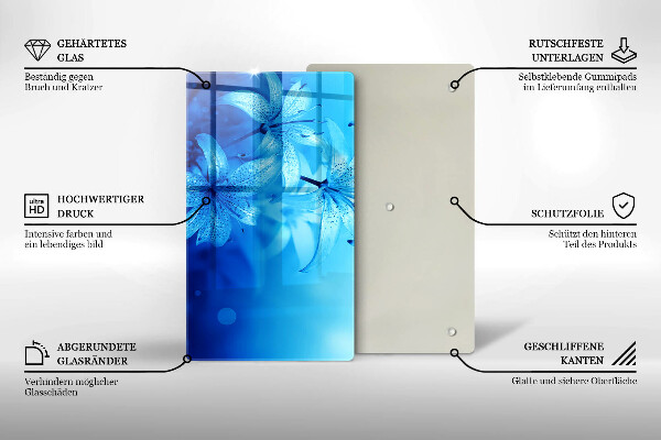 Tocător din sticlă Flori albastre