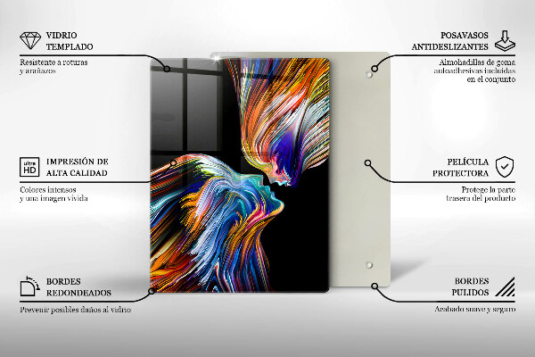 Tocător din sticlă Flori albastre