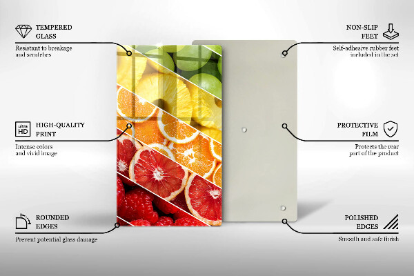 Tocător din sticlă Fructe colorate