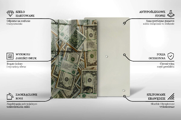 Tocător din sticlă Bani dolari