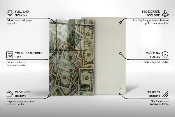 Tocător din sticlă Bani dolari