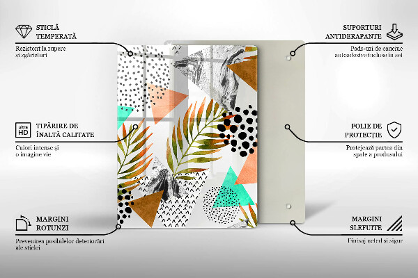 Tocător din sticlă Marmură albastră și aurie