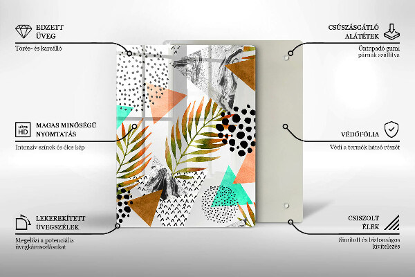 Tocător din sticlă Marmură albastră și aurie