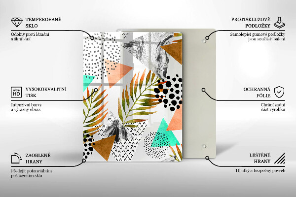 Tocător din sticlă Marmură albastră și aurie