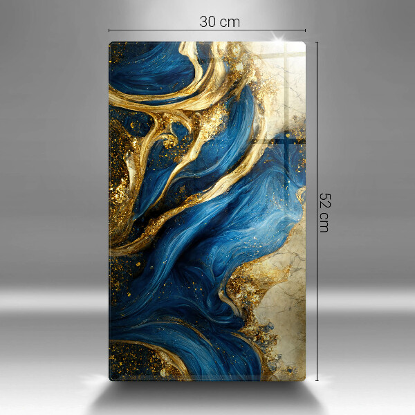 Tocător din sticlă Marmură albastră și aurie