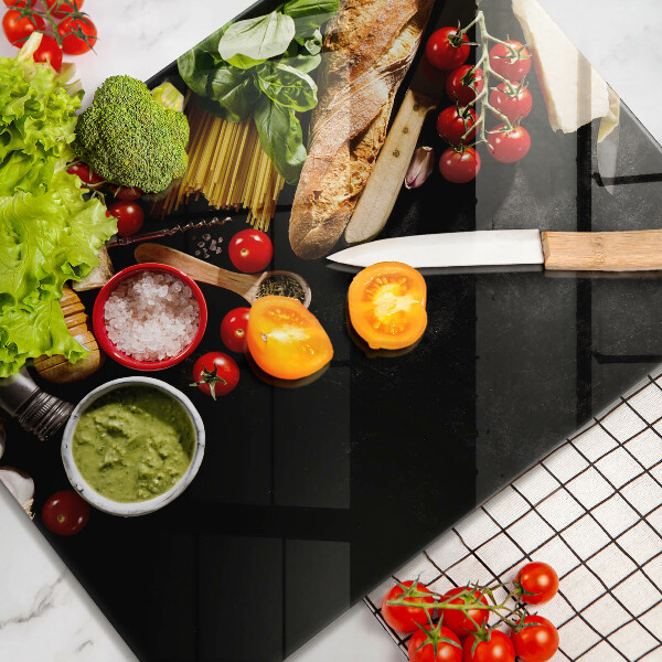 Tocător din sticlă Ingrediente și condimente italiene