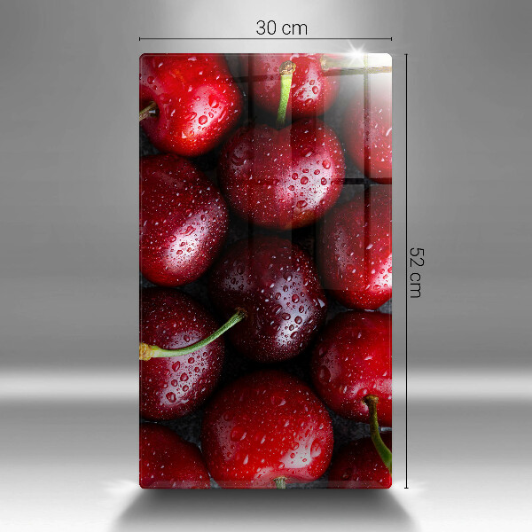 Tocător din sticlă Prim-plan cu cireșe