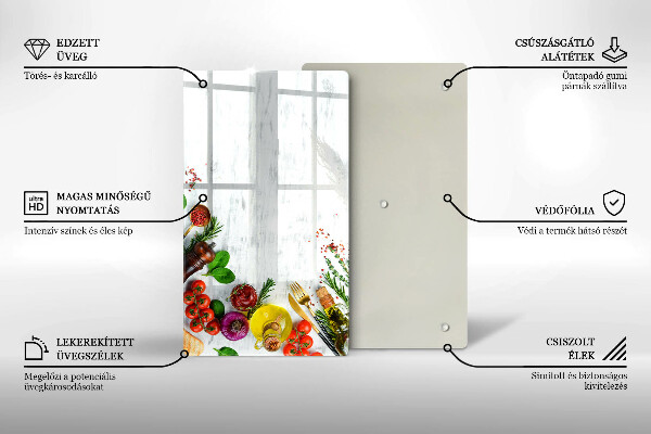 Tocător din sticlă Legume și condimente