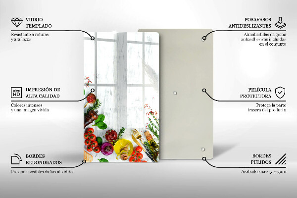 Tocător din sticlă Legume și condimente