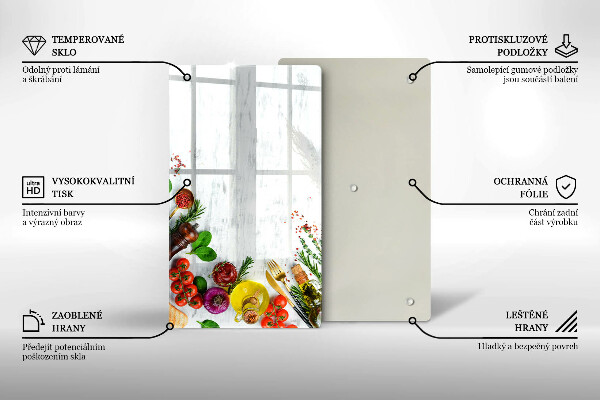 Tocător din sticlă Legume și condimente