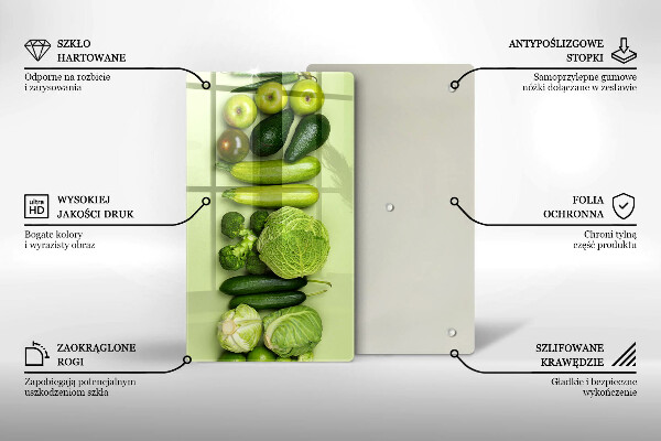 Tocător din sticlă Fructe și legume verzi